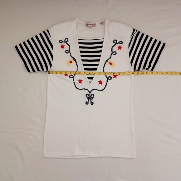VTG 90s BECHAMEL Sailor Cotton Top, size S - Picture 6 of 10